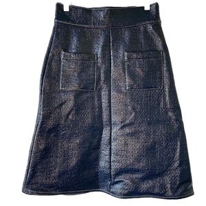 Never A Wallflower Navy Coated Skirt Size XS Front Pocket originally $245